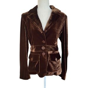 Joie Womens Velvet Brown Blazer Jacket Casual Business Cocktail